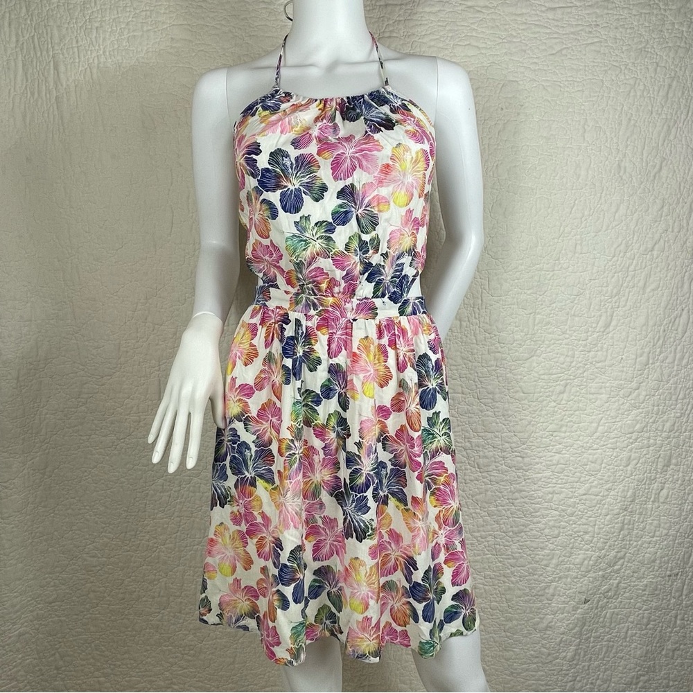 🔥NWT Olsenboye Tie Halter Neck Floral Mini Dress Women Size L